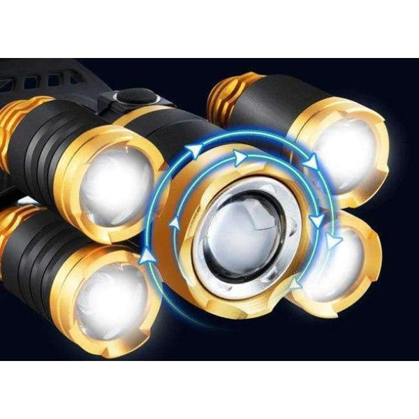 Planet Gates Gold No Induction HUSUYUHU SISI 5 LED Strong Head Light Aluminum Alloy Focusing Induction Headlight Waterproof Outdoor Fishing Light