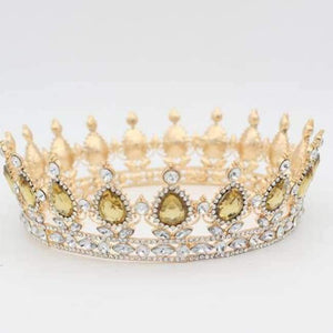 Planet Gates Gold Orange Vintage Baroque Queen King Bride Tiara Crown For Women Headdress Prom Bridal Wedding Tiaras and Crowns Hair Jewelry Accessories
