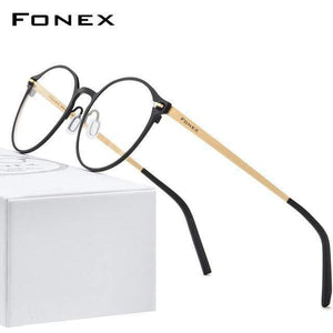 Planet Gates Gold Pure Titanium Glasses Frame Women Retro Round Prescription Eyeglasses 2020 New Men Antiskid Optical Screwless Eyewear 8530