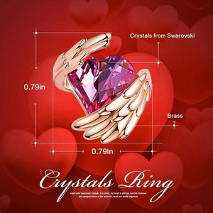 Planet Gates Gold Rings Embellished with crystals from Swarovski Angel Wings Ring Heart Crystal Jewellery Ring Woman Love Gifts