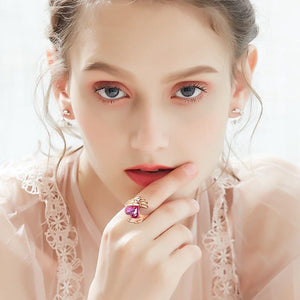 Planet Gates Gold Rings Embellished with crystals from Swarovski Angel Wings Ring Heart Crystal Jewellery Ring Woman Love Gifts