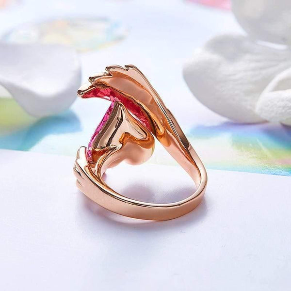 Planet Gates Gold Rings Embellished with crystals from Swarovski Angel Wings Ring Heart Crystal Jewellery Ring Woman Love Gifts