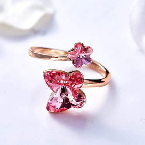 Planet Gates Gold Rings Embellished With Crystals from Swarovski Butterfly Adjustable Ring Rose Gold Insert Jewelry Romantic Gifts