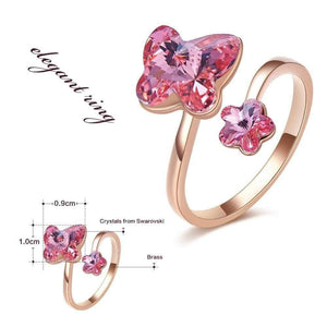 Planet Gates Gold Rings Embellished With Crystals from Swarovski Butterfly Adjustable Ring Rose Gold Insert Jewelry Romantic Gifts