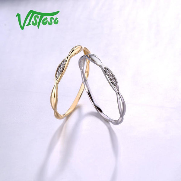 Planet Gates Gold Rings For Women Genuine 14K Yellow/White Gold Ring Shiny Diamond Promise Engagement Rings Anniversary Fine Jewelry