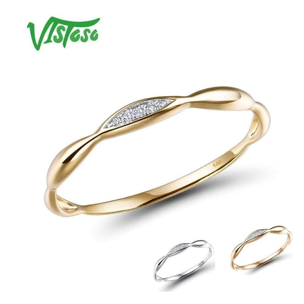 Planet Gates Gold Rings For Women Genuine 14K Yellow/White Gold Ring Shiny Diamond Promise Engagement Rings Anniversary Fine Jewelry