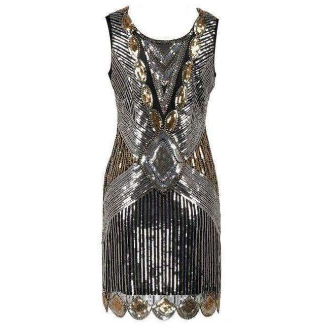 Planet Gates Black / S Beading Vintage Flapper Dresses Roaring 1920s Gatsby Themed Party Dress  Girl Loose Type Sleeveless Event Dress