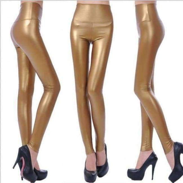 Planet Gates Gold / S Fashion Black PU Leather Leggings Pants For Female Plus Size Autumn Spring Sexy Stretch Slim Skinny Legging Trousers F80