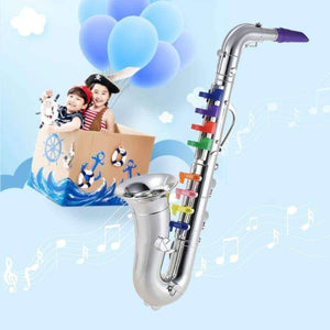 Planet Gates Gold Saxophone Sax Toy Musical Instrument Gift with 8 Colored Keys for Kids Children