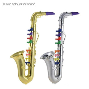Planet Gates Gold Saxophone Sax Toy Musical Instrument Gift with 8 Colored Keys for Kids Children