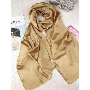 Planet Gates gold Scarf Women 100% Natural Silk Wraps Shawls and Scarves 180*90cm Hijabs Solider Colors Beach Cover up