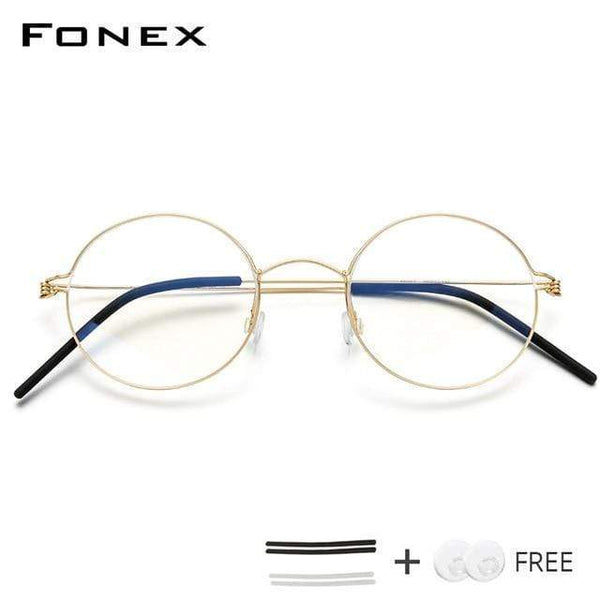 Planet Gates Gold Screwless Eyewear Prescription Eyeglasses Frame Women Round Myopia Optical Denmark Korean Glasses Frame Men Titanium 98607