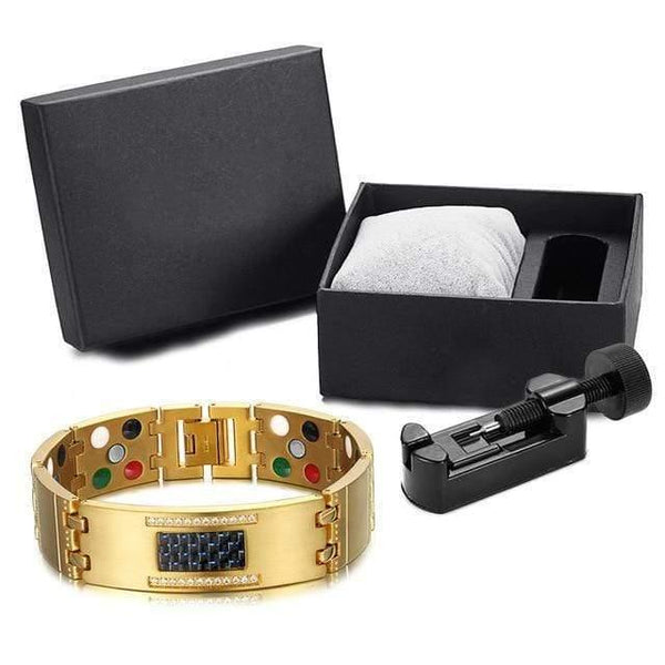 Planet Gates gold set Fashion Exquisite Crystal Magnetic Titanium Bracelets Bangles for Men Germanium Tourmaline Male Health Wristband
