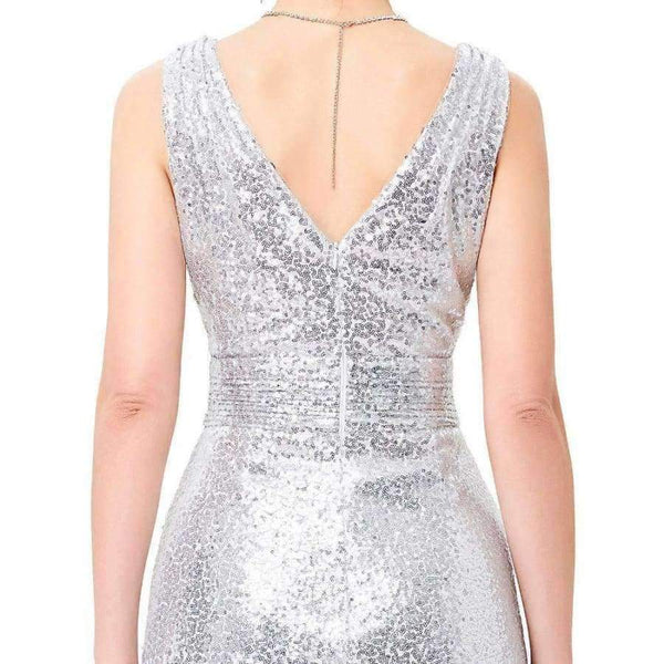 Planet Gates Gold Silver Long Sequin Evening Dress Pink Double V Neck Cheap Evening Gowns Sleeveless Prom Party Formal Dresses 0199