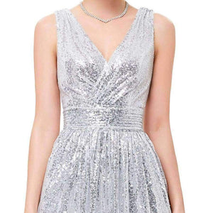 Planet Gates Gold Silver Long Sequin Evening Dress Pink Double V Neck Cheap Evening Gowns Sleeveless Prom Party Formal Dresses 0199