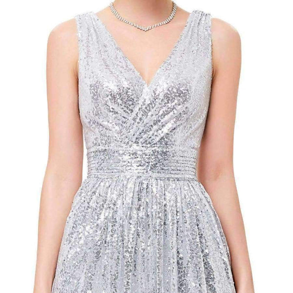 Planet Gates Gold Silver Long Sequin Evening Dress Pink Double V Neck Cheap Evening Gowns Sleeveless Prom Party Formal Dresses 0199