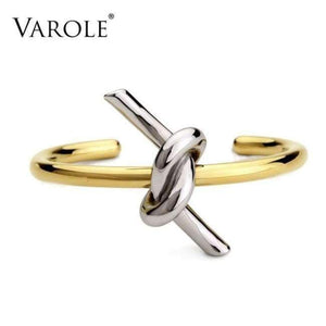 Planet Gates Gold Silver VAROLE New Knotted Rope Summer Cuff Bangle Gold Color Stainless Steel Bracelets & Bangles for Women Manchette Pulseras Masculina