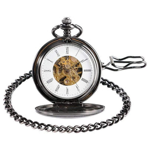 Planet Gates Gold Skeleton Smooth Back Mechanical Pocket Watch Pendant Men Women With Chain Fob Watches Xmas Gift