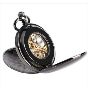 Planet Gates Gold Skeleton Smooth Back Mechanical Pocket Watch Pendant Men Women With Chain Fob Watches Xmas Gift
