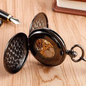 Planet Gates Gold Skeleton Smooth Back Mechanical Pocket Watch Pendant Men Women With Chain Fob Watches Xmas Gift
