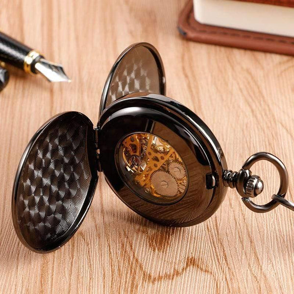 Planet Gates Gold Skeleton Smooth Back Mechanical Pocket Watch Pendant Men Women With Chain Fob Watches Xmas Gift
