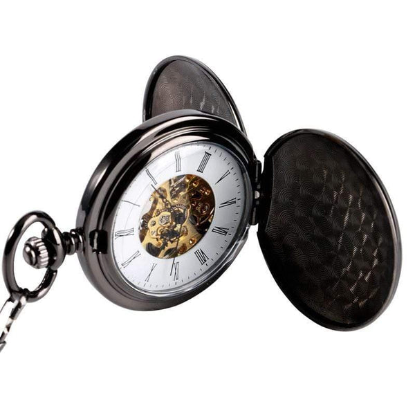Planet Gates Gold Skeleton Smooth Back Mechanical Pocket Watch Pendant Men Women With Chain Fob Watches Xmas Gift