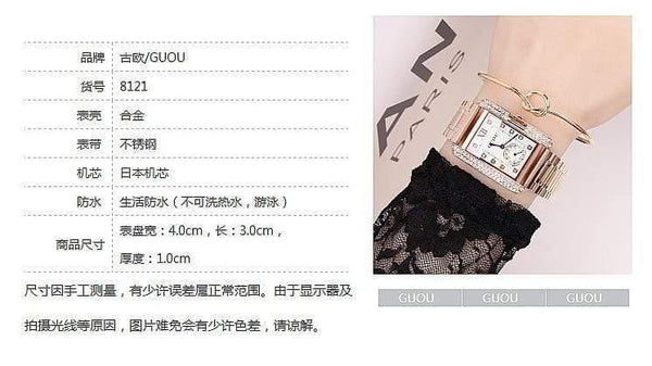 Planet Gates Gold Steel Watch retro Fashion Square Diamond bracelet Ladies Quartz Luxury Woman Gift Wristwatches