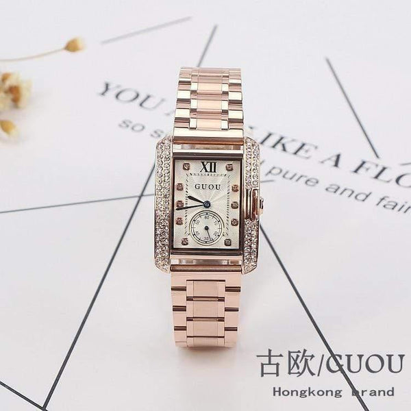 Planet Gates Gold Steel Watch retro Fashion Square Diamond bracelet Ladies Quartz Luxury Woman Gift Wristwatches