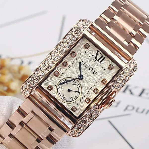 Planet Gates Gold Steel Watch retro Fashion Square Diamond bracelet Ladies Quartz Luxury Woman Gift Wristwatches