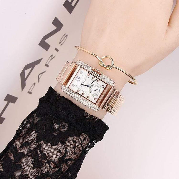 Planet Gates Gold Steel Watch retro Fashion Square Diamond bracelet Ladies Quartz Luxury Woman Gift Wristwatches