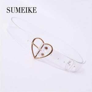 Planet Gates Gold SUMEIKE Belt Female 2018 Transparent Belt Heart Buckle Ladies Belts For Women Jeans Belt Adjustable Waistband Female