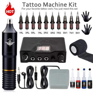 Planet Gates Gold Tattoo Kit Professional Tattoo Machine Kit Complete Rotary Pen Set Tattoo Cartridge Needles For Permanent Makeup Eyebrow Tattoo Body Artist