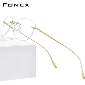Planet Gates Gold Titanium Alloy Glasses Frame Men 2020 New Women Rimless Prescription Square Eyeglasses Myopia Optical Korean Eyewear 8107