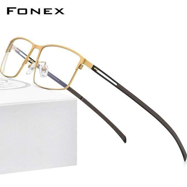 Planet Gates Gold Titanium Alloy Glasses Frame Men  Square Prescription Eyeglasses Myopia Optical Frames Korean Screwless Eyewear F1010