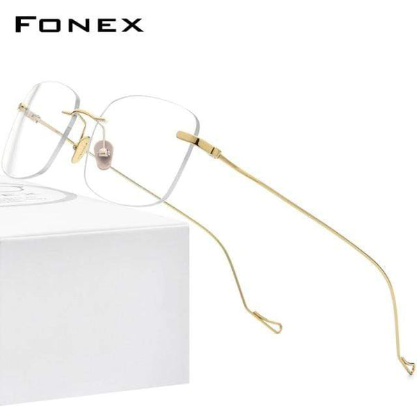Planet Gates Gold Titanium Glasses Frame Men 2020 New Women Rimless Prescription Square Eyeglasses Frames Myopia Optical Eyewear 8559