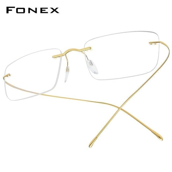 Planet Gates Gold Titanium Glasses Frame Men 2020 Women Rimless Prescription Square Eyeglasses Frames Myopia Optical Korean Eyewear F85634