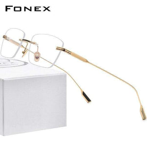 Planet Gates Gold Titanium Glasses Frame Men 2021 New Women Rimless Prescription Square Eyeglasses Frameless Myopia Optical Eyewear F85643