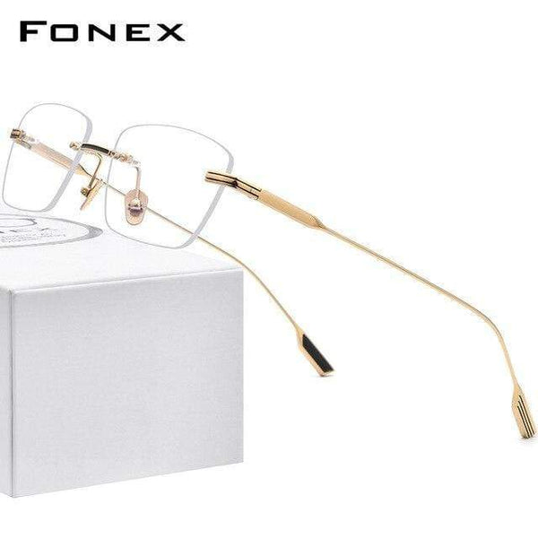 Planet Gates Gold Titanium Glasses Frame Men 2021 New Women Rimless Prescription Square Eyeglasses Frameless Myopia Optical Eyewear F85643