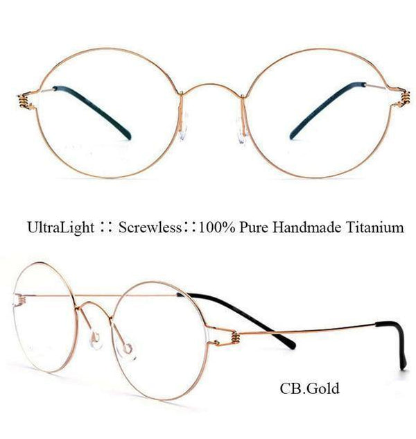 Planet Gates Gold Titanium Glasses Men Screwless Business Oliver Ultralight Myopia Round Korean Moon