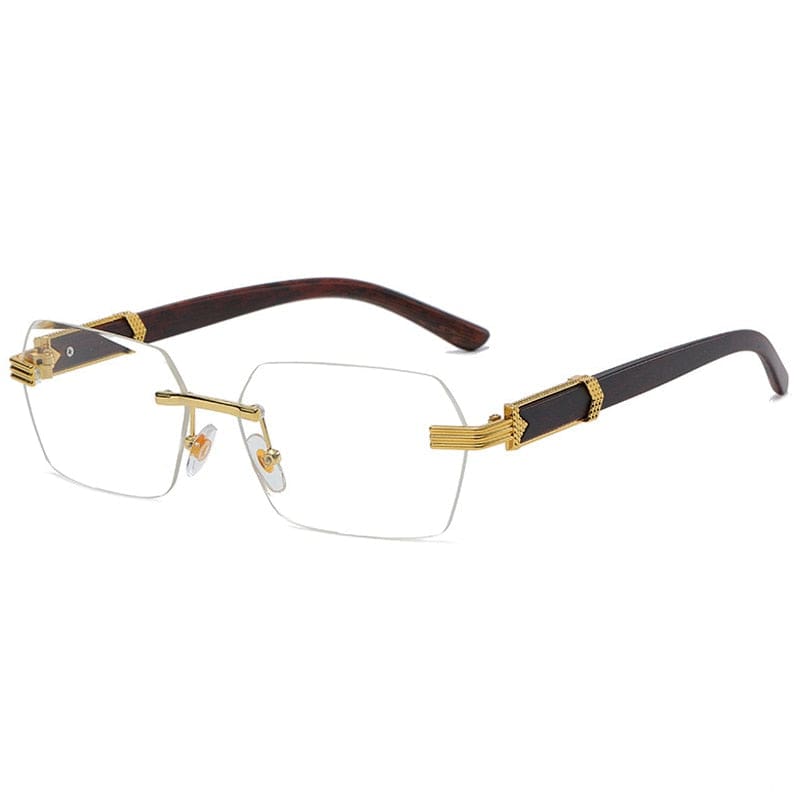 Planet Gates Luxury Rimless Square Sunglasses Men Brand Designer Frameless Gradient Sun Glasses Women Fashion Vintage Wooden Oculos De Sol