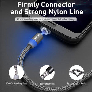 Planet Gates Gold / Type C USLION 1M 2A LED Magnetic Cable For Micro USB Type C Phone Cable for Xiaomi POCOPHONE F1 Samsung S9 Charge Magnet Plug Charger