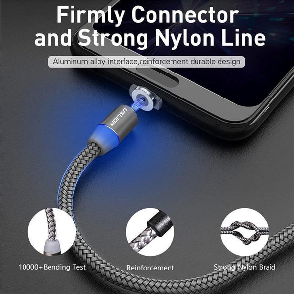 Planet Gates Gold / Type C USLION 1M 2A LED Magnetic Cable For Micro USB Type C Phone Cable for Xiaomi POCOPHONE F1 Samsung S9 Charge Magnet Plug Charger