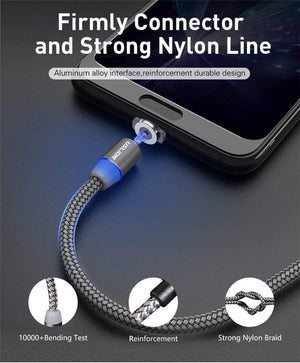 Planet Gates Gold / Type C USLION 1M 2A LED Magnetic Cable For Micro USB Type C Phone Cable for Xiaomi POCOPHONE F1 Samsung S9 Charge Magnet Plug Charger