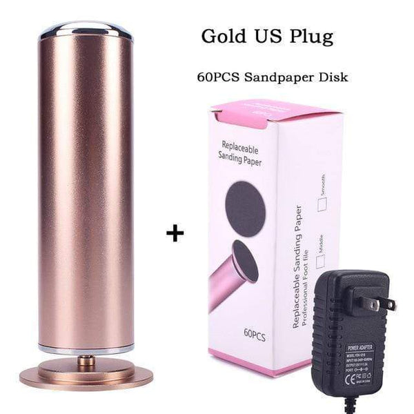 Planet Gates Gold US Plug Electric Pedicure Tools Foot Care File Leg Heels Remove Dead Skin Callus Remover Feet Clean Care Machine & Replacement Sandpaper