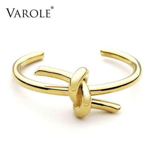 Planet Gates Gold VAROLE New Knotted Rope Summer Cuff Bangle Gold Color Stainless Steel Bracelets & Bangles for Women Manchette Pulseras Masculina