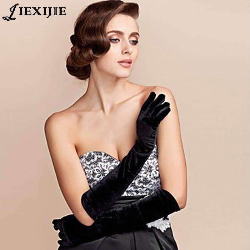 Planet Gates Gold velvet gloves in the long section of warm blanket etiquette ladies thin banquet nobility