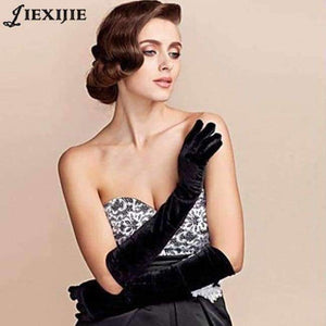 Planet Gates Gold velvet gloves in the long section of warm blanket etiquette ladies thin banquet nobility