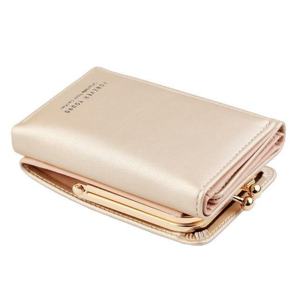 Planet Gates Gold Wallet Women  Lady Short Women Wallets Crown Decorated Mini Money Purses Small Fold PU Leather Female Coin Purse Card Holder