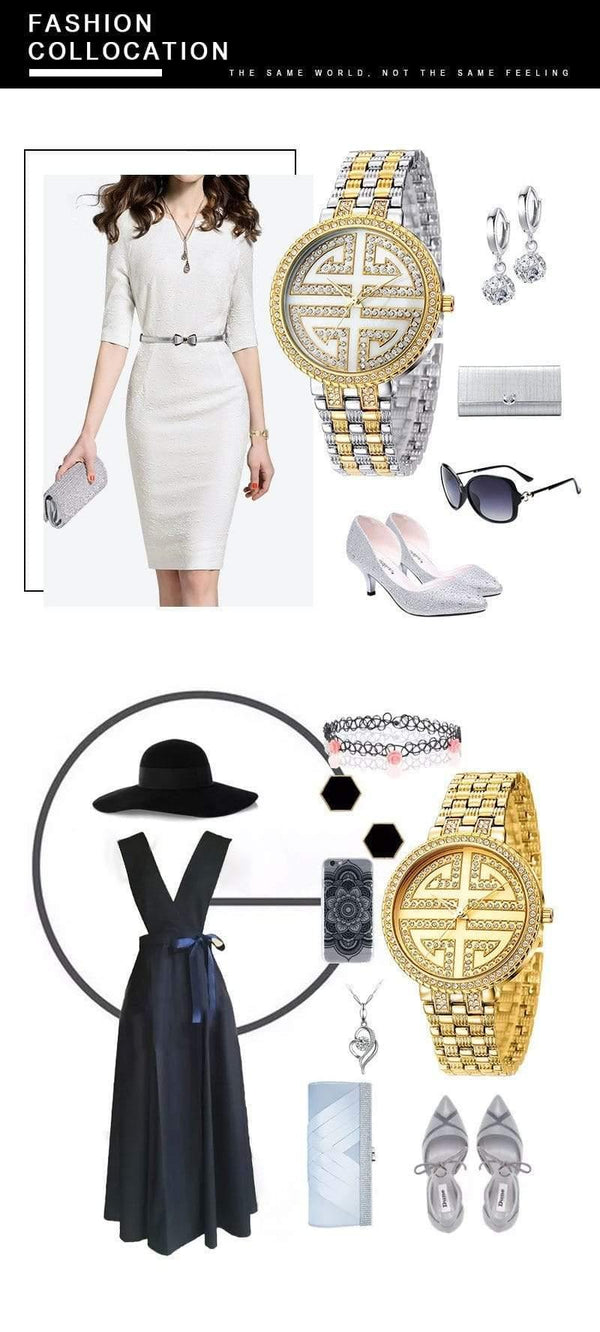 Planet Gates gold Watch Fashion Designer Gold Dress Quartz Ladies Wrist Watches Women's  Unisex waterproof Luxury Female Clock