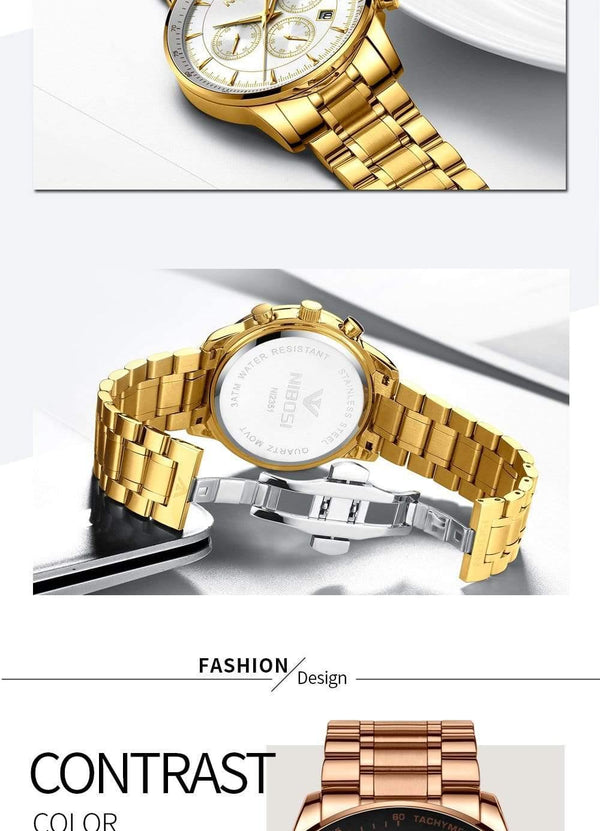 Planet Gates Gold Watch Mens Watches Top Brand Luxury Sport Men's Quartz Clock Waterproof Military Wrist Watch Relogio Masculino Saat